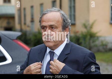 Michel Platini funéraire de l'ancien président de l'UEFA Lennart Johansson à l'église Katarina à Stockholm, Suède 2019-06-26 (c) Patrik Osterberg / TT Banque D'Images