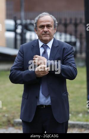 Michel Platini funéraire de l'ancien président de l'UEFA Lennart Johansson à l'église Katarina à Stockholm, Suède 2019-06-26 (c) Patrik Osterberg / TT Banque D'Images