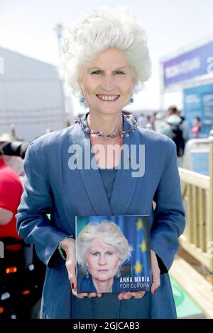 Anna Maria Corazza Bildt, bokrelease för hennes bok 'Anna Maria för Europa' sous Almedalsveckan i Visby 2019-07-01 (c) Karina Ljungdahl / TT / Kod 2548 Banque D'Images