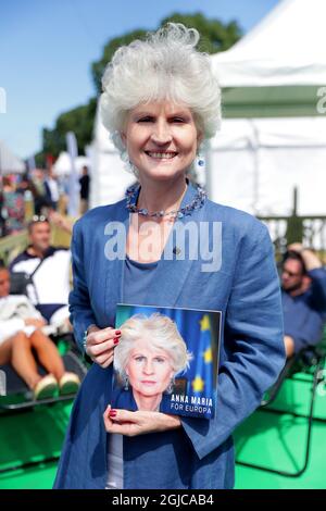 Anna Maria Corazza Bildt, bokrelease för hennes bok 'Anna Maria för Europa' sous Almedalsveckan i Visby 2019-07-01 (c) Karina Ljungdahl / TT / Kod 2548 Banque D'Images