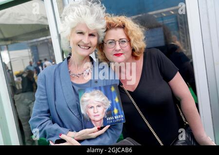 Anna Maria Corazza Bildt, Ulrika Schenström, bokrelease för boken 'Anna Maria för Europa' sous Almedalsveckan i Visby 2019-07-01 (c) Karina Ljungdahl / TT / Kod 2548 Banque D'Images