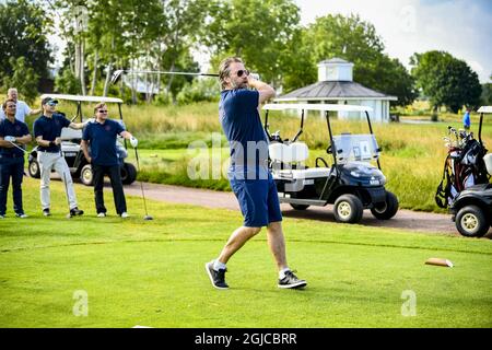 L'ancien joueur de hockey sur glace Peter “Foppa” Forsberg a participé au tournoi de golf de Victoria à la station de golf d'Ekerum, Borgholm, Oland, Suède 13 juillet 2019 c) Alex Ljungdahl / Expressen TT / Kod 7179 Banque D'Images