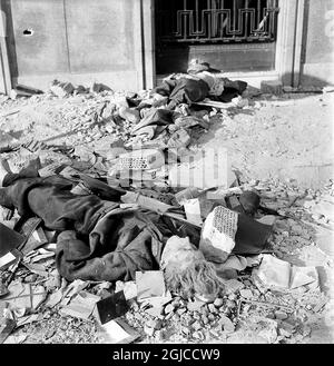 BUDAPEST 1956 a tué des policiers secrets hongrois d'AVO, travaillant pour le régime ami soviétique, qui avait combattu les insurgés, dans une rue de Budapest pendant la révolution nationale contre la République populaire hongroise et ses politiques imposées par les soviétiques, du 23 octobre au 10 novembre 1956 photo : Anders Engman / Bonnierarkivet / TT / Kod: 3010 Banque D'Images