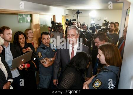 Robert C. O'Brien, envoyé spécial ambassadeur, devant la salle d'audience du tribunal de district de Stockholm, le 30 juillet 2019. LE rappeur AMÉRICAIN A$AP Rocky se dirige vers un tribunal de Stockholm le 30 juillet 2019 pour faire face à des accusations d'agression, au cours d'une bagarre de rue en juin. Photo: Erik Simander / TT ** SUÈDE ou *** Banque D'Images