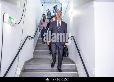Robert C. O'Brien, envoyé spécial ambassadeur, arrive au tribunal de district de Stockholm, au cours de la deuxième journée du procès d'ASAP Rocky, le 1er août 2019. LE rappeur AMÉRICAIN A$AP Rocky (Rakim Mayers) est en procès devant le tribunal de Stockholm pour faire face à des accusations d'agression, au cours d'une bagarre de rue en juin. (C) ORRE PONTUS / AFTONBLADET / TT * * EXPRESSEN OUT * * * AFTONBLADET / 85527 Banque D'Images