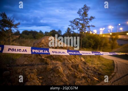 Barrière de police le mauvais fonctionnement de la station d'épuration de Varsovie contamine la rivière Vistule, Varsovie, Pologne, 2019-09-03 (c) HANSSON KRISTER / Aftonbladet / TT * * * EXPRESSEN OUT * * * AFTONBLADET / 3950 Banque D'Images