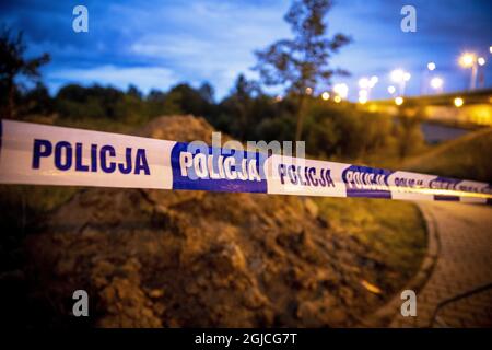 Barrière de police le mauvais fonctionnement de la station d'épuration de Varsovie contamine la rivière Vistule, Varsovie, Pologne, 2019-09-03 (c) HANSSON KRISTER / Aftonbladet / TT * * * EXPRESSEN OUT * * * AFTONBLADET / 3950 Banque D'Images