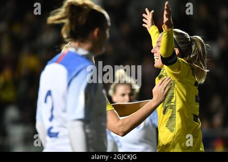 Linda Sembrant, de Suède, célèbre après avoir obtenu son score lors du groupe F de qualification À L'EURO 2021 pour femmes de l'UEFA entre la Suède et la Slovaquie à l'ancienne arène d'Ullevi le mardi 8 octobre 2019. Photo: Bjorn Larsson Rosvall / TT / Kod 9200 Banque D'Images