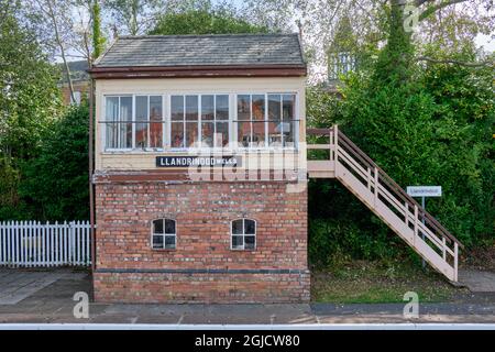 Boîte de signalisation à la station Llandrindod Wells, Llandrindod Wells, Powys, pays de Galles Banque D'Images