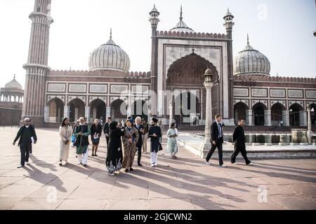 Le roi Carl Gustaf et la reine Silvia de Suède visiteront la plus grande mosquée indienne Jama Masjid à Delhi, en Inde, le lundi 2 décembre 2019. Les Royals suédois sont en visite d'État en Inde. Photo Carolina Byrmo / Aftonbladet / TT code 2512 **Suède OUT** Banque D'Images