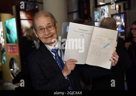 STOCKHOLM 20191206 Prix Nobel de chimie Akira Yoshino fait don d'un objet personnel au Musée Nobel de Stockholm. Suède le 06 décembre 2019. Photo: Henrik Montgomery / TT Kod 10060 Banque D'Images