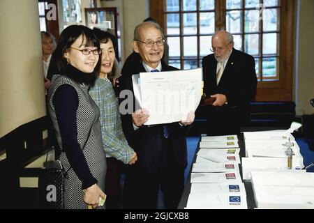STOCKHOLM 20191206 Prix Nobel de chimie Akira Yoshino fait don d'un objet personnel au Musée Nobel de Stockholm. Suède le 06 décembre 2019. Photo: Henrik Montgomery / TT Kod 10060 Banque D'Images
