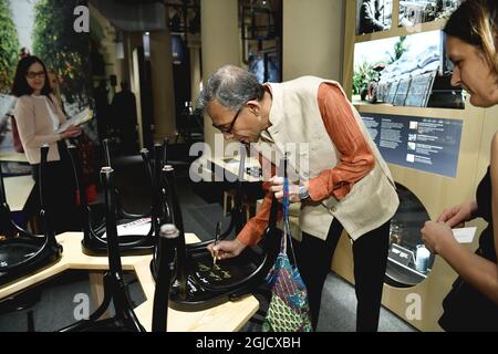 STOCKHOLM 20191206 Prix Nobel d'économie Abhijit Banerjee et Esther Duflo Esther, prix Nobel d'économie signent des chaires au Musée Nobel de Stockholm, Suède, le 06 décembre 2019. Photo: Henrik Montgomery / TT Kod 10060 Banque D'Images
