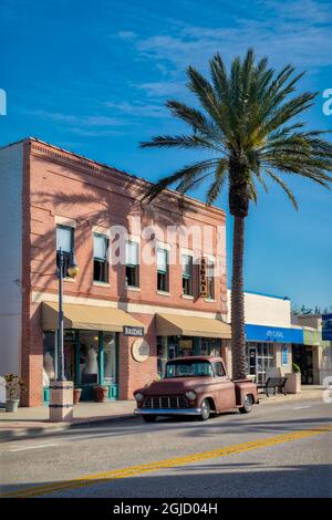 Etats-Unis, Floride, New Smyrna Beach. Rue Canal. Banque D'Images