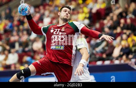 MALMOE 20200119 Bence Banhidi de Hongrie en action pendant le championnat d'Europe de handball masculin partie principale du Groupe 2 entre la Slovénie et la Hongrie à Malmo Arena, vendredi 19 janvier 2020. Foto Andreas Hillergren / TT Kod 10600 Banque D'Images