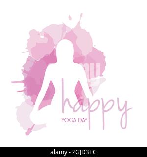 Journée internationale de yoga Watercolor splash dessiné à la main Illustration de Vecteur
