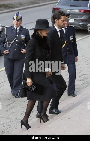 Princesse Sofia et prince Carl Philip lors des funérailles de Dagmar von Arbin dans l'église Oscars dans le centre de Stockholm, Suède le mardi 4 février 2020 photo Johan Jeppsson / TT Kod 2551 Banque D'Images