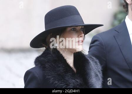 Princesse Sofia lors des funérailles de Dagmar von Arbin dans l'église Oscars dans le centre de Stockholm, Suède le mardi 4 février 2020 photo Patrik Osterberg / TT Kod 2857 Banque D'Images