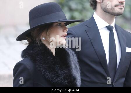 Princesse Sofia lors des funérailles de Dagmar von Arbin dans l'église Oscars dans le centre de Stockholm, Suède le mardi 4 février 2020 photo Patrik Osterberg / TT Kod 2857 Banque D'Images