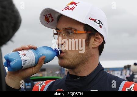 Thierry Neuville Belgique Hyundai i20 coupe WRC au but de la septième étape du Rallye Suède, deuxième tour du Championnat du monde de rallye de la FIA à Torsby, Suède, le 15 février 2020. Photo: Micke Fransson / TT / code 61460 Banque D'Images