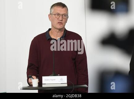 L'épidémiologiste d'État Anders Tegnell, Agence de la santé publique de Suède, lors de la conférence de presse quotidienne sur le coronavirus, Covid-19 situation à Stockholm, Suède, le 22 avril 2020. Photo: Bjorn Lindahl / Aftonbladet / TT Banque D'Images