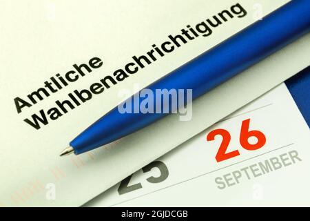 Élections nationales allemandes dimanche 26 2021 septembre et carte de vote Banque D'Images