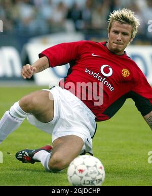 David Beckham en action pendant l'angainst amical d'avant-saison Aarhus FC Banque D'Images