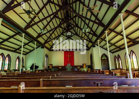 Église historique Waioli Huiia à Hanalei à Kauai, Hawaii, États-Unis Banque D'Images