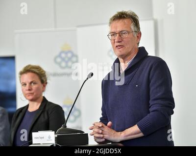 L'épidémiologiste d'État Anders Tegnell, Agence de la santé publique de Suède, lors du briefing de presse quotidien sur la pandémie du coronavirus à Stockholm, Suède, le 18 mai 2020 photo: Jonas Ekstromer / TT / code10030 Banque D'Images