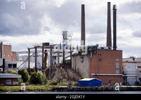 Le groupe forestier SCA (Svenska Cellulosa AB SCA) a annoncé qu'il allait arrêter la production de papier à Ortviken à Sundsvall, en Suède, le 26 août 2020. 800 employés de l'usine de papier SCA d'Ortviken seront touchés. Photo: Tapis Andersson / TT / code 62210 Banque D'Images