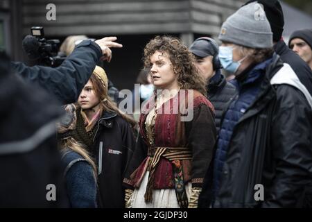 Chanteur Tove Lo pendant le tournage du film "les émigrants", basé sur le livre de l'auteur suédois Vilhelm Moberg, à Alingsas, Suède, 20 octobre 2020. Photo: Anders Deros/ Aftonbladet / TT code 2512 Banque D'Images