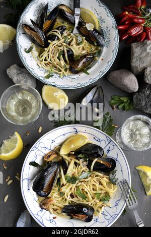 Fruits de mer - pâtes aux moules photo Janerik Henriksson / TT / code 10010 Banque D'Images