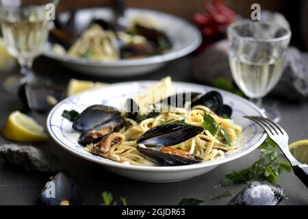 Fruits de mer - pâtes aux moules photo Janerik Henriksson / TT / code 10010 Banque D'Images