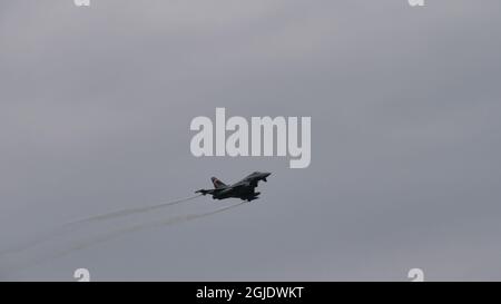 Zeltweg, Autriche 6 SEPTEMBRE 2019 avion de chasse volant à grande vitesse. Eurofighter Typhon AFE de l'Armée de l'Air autrichienne Banque D'Images