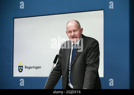 Une photo de dossier datée du 15 mai 2020 de Dan Eliasson, directeur général de l'Agence suédoise de contingences (MSB) lors d'une conférence de presse sur la pandémie du coronavirus, à Stockholm, en Suède. Photo: Fredrik Persson / TT / code 1081 *** SUÈDE OUT *** Banque D'Images