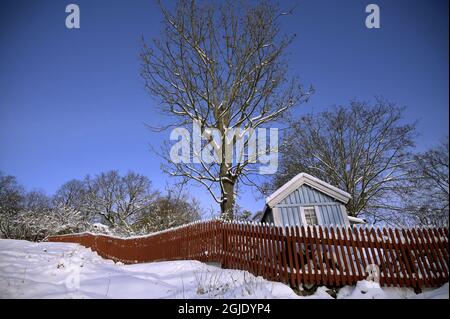 Allotements à Sodermalm à Stockholm, en Suède, après une forte chute de neige. Photo: Janerik Henriksson / TT / code 10010 Banque D'Images