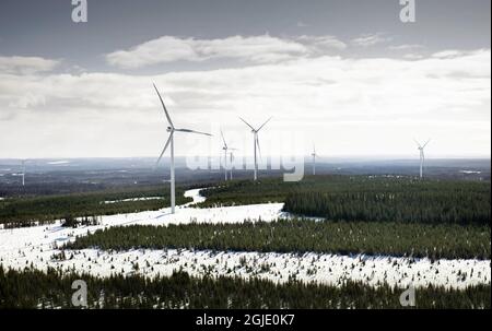 Le parc éolien d'Askalen à Jamtland, en Suède. Photo: Johanna Hanno / TT / code 4854 Banque D'Images