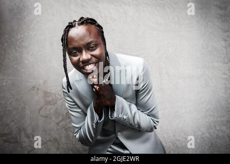 Le gagnant de la Tusse suédoise Melodifestivalen (Tousin Chiza) photographiée à Stockholm, Suède, le 14 mars 2021. M. Tusse représentera la Suède au Concours Eurovision de la chanson 2021 à Rotterdam en mai avec la chanson « Voices ». Photo Erik Simander / TT code 11720 Banque D'Images