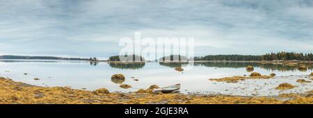 États-Unis, Maine, Mountainville, automne sur Penobscot Bay Banque D'Images