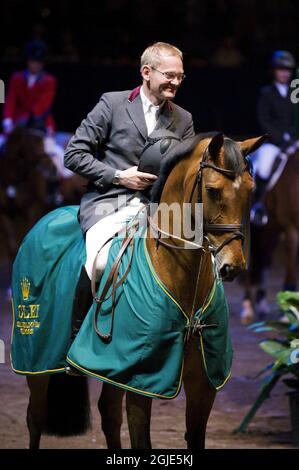 Le pilote allemand Heinrich Hermann Engemann, sur son cheval Aboyeur gagnant le premier tour de la finale équestre de la coupe du monde jeudi 24 avril 2008 à Göteborg. Photo Adam Ihse / SCANPIX SUÈDE/ Kod 9200 Banque D'Images