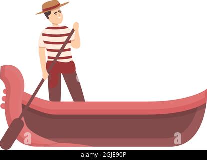 Vecteur de dessin animé de l'icône de gondole. Gondolier de Venise. Bateau italien Illustration de Vecteur