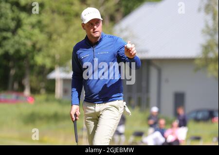 KUNGSBACKA 2021-06-13 vainqueur Jonathan Caldwell d'Irlande du Nord en action lors de l'événement de golf scandinave mixte au Vallda Golf & Country Club en dehors de Göteborg, Suède. Foto: Adam Ihse / TT / Kod 9200 Banque D'Images