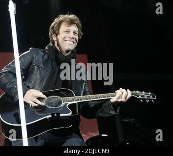 Jon bon Jovi en concert à Ullevaal Stadion à Oslo. Banque D'Images