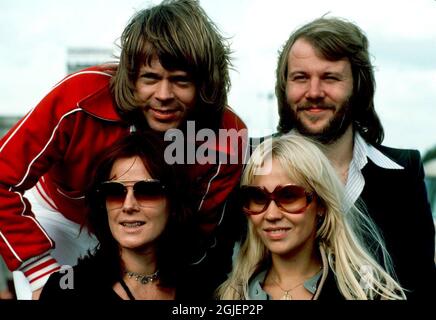 Le groupe suédois Abba, de gauche Bjorn Ulvaes, Benny Andersson, Anni-Frid Lyngstad et Agnetha Faltskog. Banque D'Images