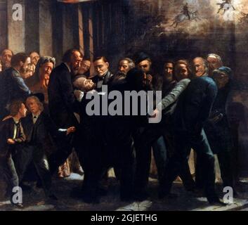 Assassinat de Lincoln par Howard Hill, huile sur toile Banque D'Images