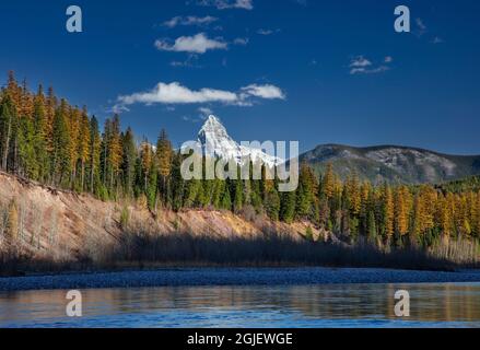 Le mont Saint-Nicolas surplombe la rivière Flathead de Middle Fork dans le parc national des Glaciers, Montana, États-Unis Banque D'Images