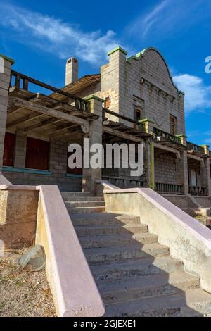Vieux casino de la ville fantôme de Rhyolite, Nevada, Etats-Unis. Banque D'Images