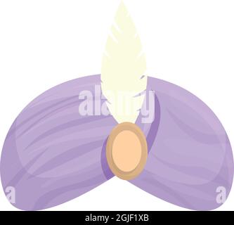 Vecteur de dessin animé d'icône de turban arabe de plumes. Chapeau indien. Homme indien Illustration de Vecteur