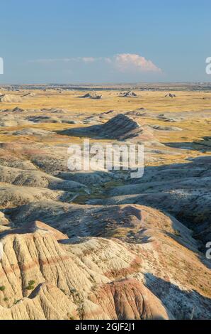 Vue sur la vallée de White River. Parc national des Badlands, Dakota du Sud Banque D'Images