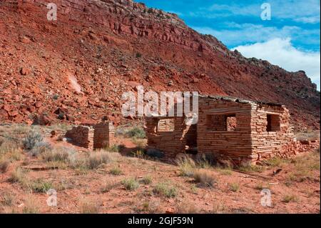 États-Unis, Utah, Grand Staircase-Escalante, Paria Wilderness, ruines de bâtiment de ville Banque D'Images